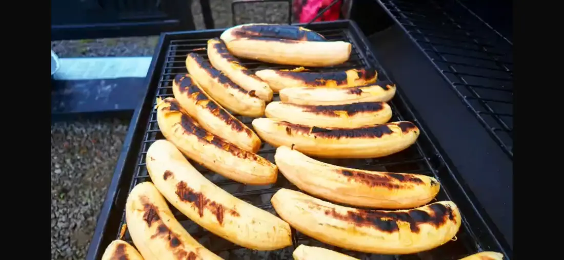 Char-grilled plantain on the grill