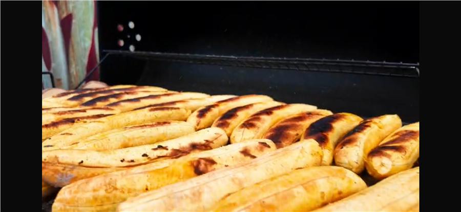 Char-grilled plantain slices